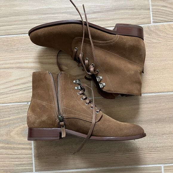 ARIAT BONCROFT Brown Suede Women’s Boots SIZE 9 Lace Up Side Zip - Picture 1 of 15